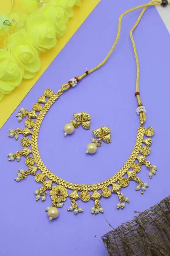 Real Gold-plated Gold Necklace Jewellery Set (Pack of 1)